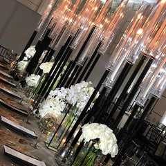 Black 8 Heads Candle Holders Set, Wedding Party Table Centerpieces, Geometric Candelabra for Event Decor