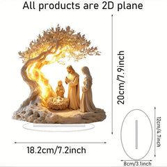 2025 Desktop Decor Family Statue Jesus Tree Of Life Newborn Acrylic Flat Plate Desktop Decoration Ornaments For Home Decor