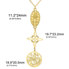 Triple Protection Necklace Virgin Mary Witch Knot Pentagram Tetragrammaton  Stainless Steel Double-side Jewerly