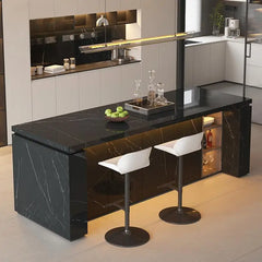 Luxury Marble Kitchen Island Dining Table, Custom Modern Bar Countertop, High-End Open Kitchen Design, Integrated Home Furniture Kitchen Display Cabinets Kitchen & Dining Furniture