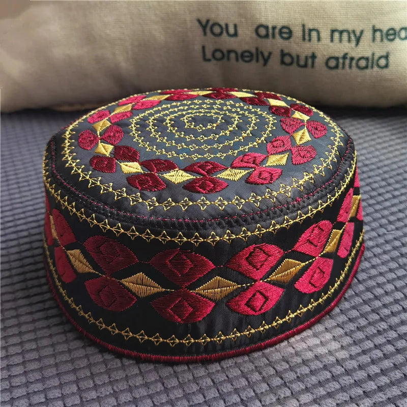 New Muslim Men Prayer Hats Cotton Embroidery Leisure Saudi Arabia Islamic Hat muslim turban Jewish Cap Men Headscarf Clothing