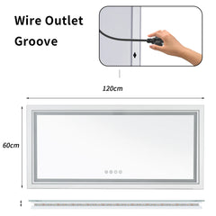 Large Full Size RGB LED Bathroom Mirror with Lights, Dimmable Wall Mirrors, Smart Anti-Fog, Vertical and Horizontal