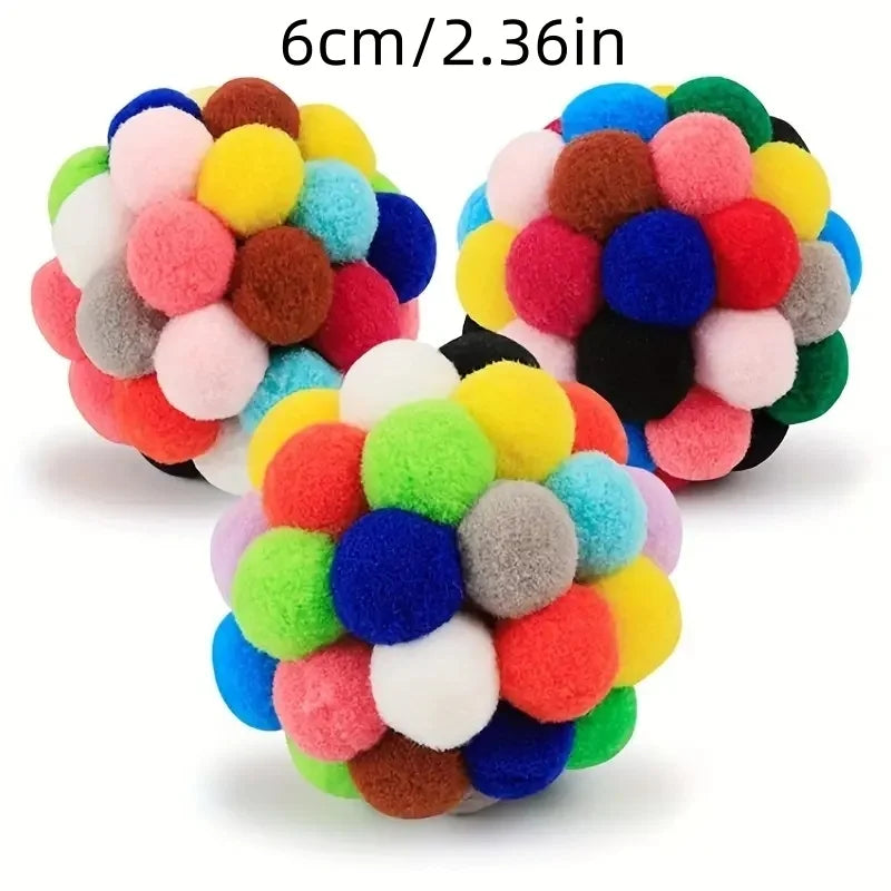 1/3PCS Cat Toys Cat Plush Ball Toy Pet Elastic Bell Ball Self Hi Ball Playing Cat Colorful Woolen Ball Pet Shop