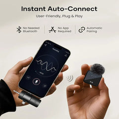 3in1 Wireless Lavalier Microphone for Camera,Android,iPhone,Microphone for Video Recording Recording Podcast Noise Reduction Mic