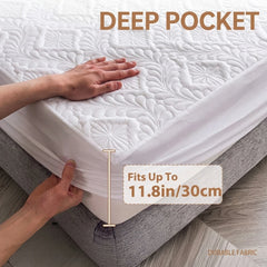 1PC Waterproof Thickened Quilted Mattress Protector Non-Slip Dustproof Bed Fitted Sheet - Breathable Mattress Cover for Comfort