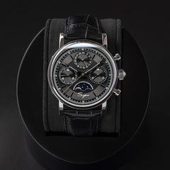 Sugess Men Watch ST1908 Swanneck Movement Mechanical Chronograph Wristwatch Genuine Moonphase Calendar Vintage Leather NEW 2023