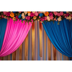 Happy Diwali Photography Backdrop Marigold Flower Curtain Puja Ganpati Pooja Traditional Wedding Birthday Party Photo Background