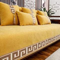 Luxury Embroidery Sofa Cover Protector Non-slip Wide Gold Side Couch Slipcover Four Season Universal Sofa Covers for Living Room