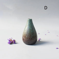 Ceramic vase, small flower vase, minimalist black ceramic living room decor, Japanese retro black dried flower planter