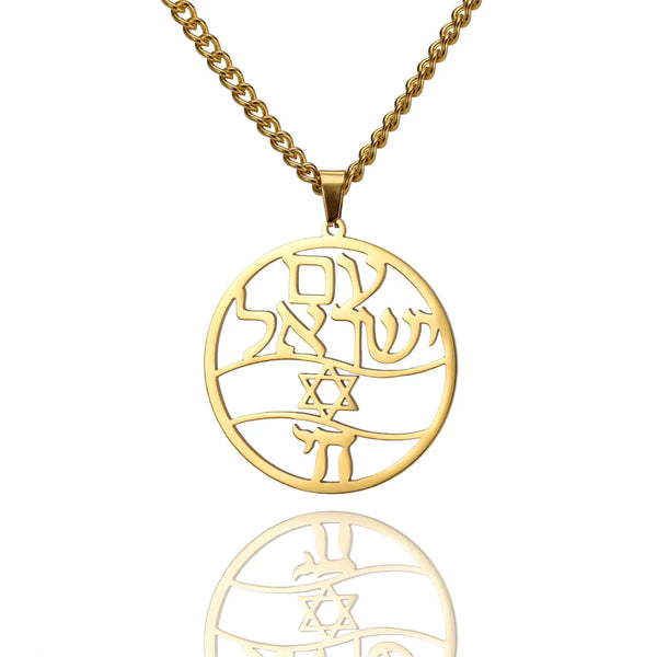 EUEAVAN Star of David and Chai Symbol Necklaces Stainless Steel Hexagram Judaica Hebrew Blessing Necklace Jewish Amulet Jewelry