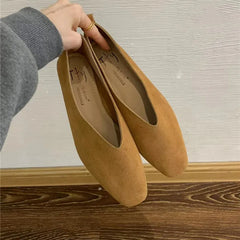 Bailamos Women's Square Toe Vintage Flats Soft Loafers Comfortable Leather Ballet Shoes for Female Dress Shoes Mujer