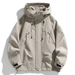 Men's Windbreakers Men Hooded Jacket Zipper Coat Cargo Waterproof Black Bomber Camping Loose Thin Softshell Hooded Hiking Jacket