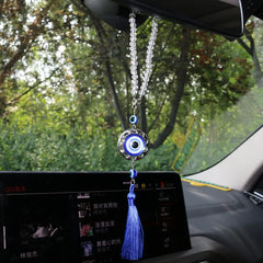 Crystal Tassels Blue Eyes Car Accessories Demon-Eye Auto Rearview Mirror Pendant Car Decoration Halloween Gifts Talisman For Man