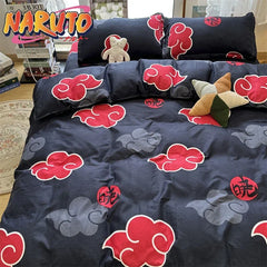 Naruto Akatsuki Anime 3pcs Bedding Set Duvet Cover Quilt Cover Polyester A Duvet Cover and A Pair of Pillowcases (no Padding)