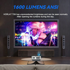 HORLAT 35000Lumens LCD Projector Android Beamer 8K Support 1080P Native Dual Band Wifi 6 Auto Focus Keystone Office Home Theater