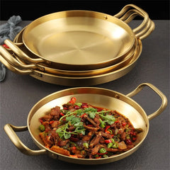 Stainless Steel Saucepan Dry Pots Home Cooking Seafood Rice Pot Paella Pan Picnic Snack Plates Cookware with Handle Kitchen Tools, Cooking Utensils