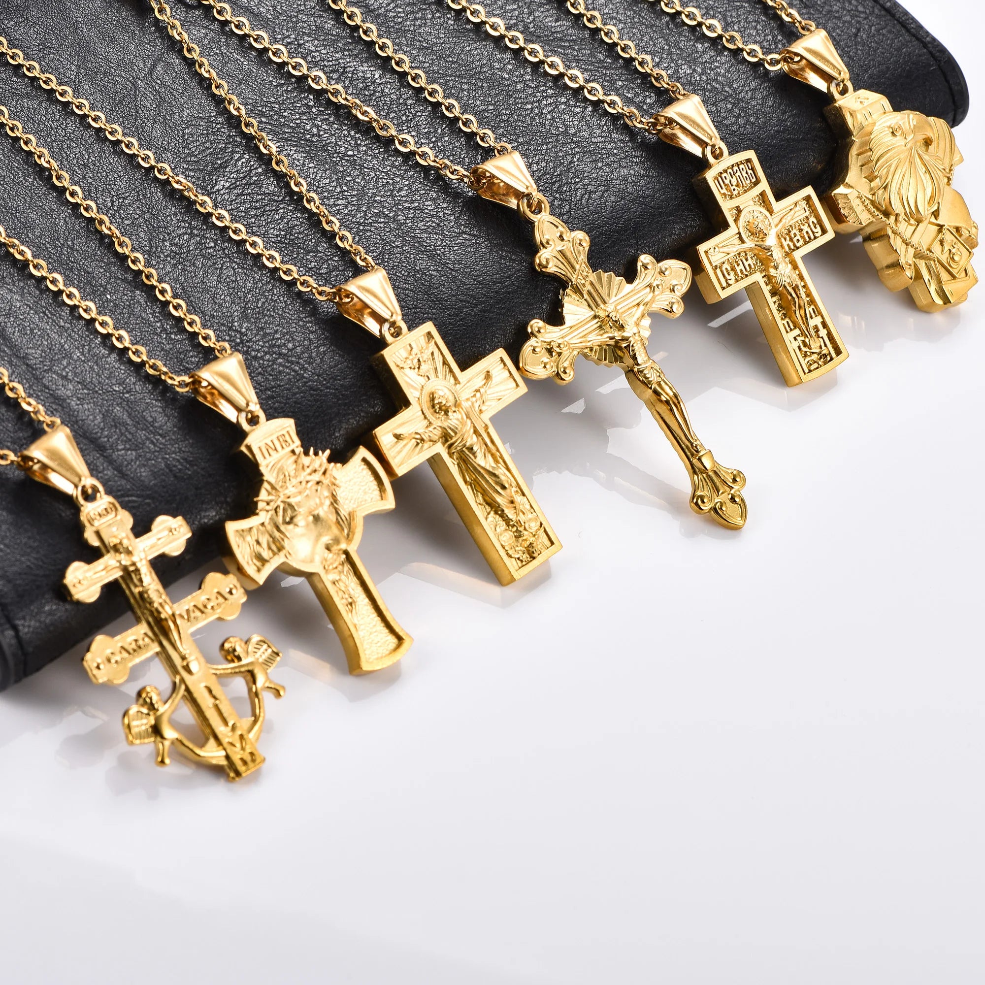 Religious Stainless Steel Cross Pendant Necklace for Women Men Charms for Chain Choker Christian Metal Jewelry Making Accessory