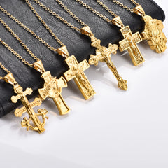 Religious Stainless Steel Cross Pendant Necklace for Women Men Charms for Chain Choker Christian Metal Jewelry Making Accessory