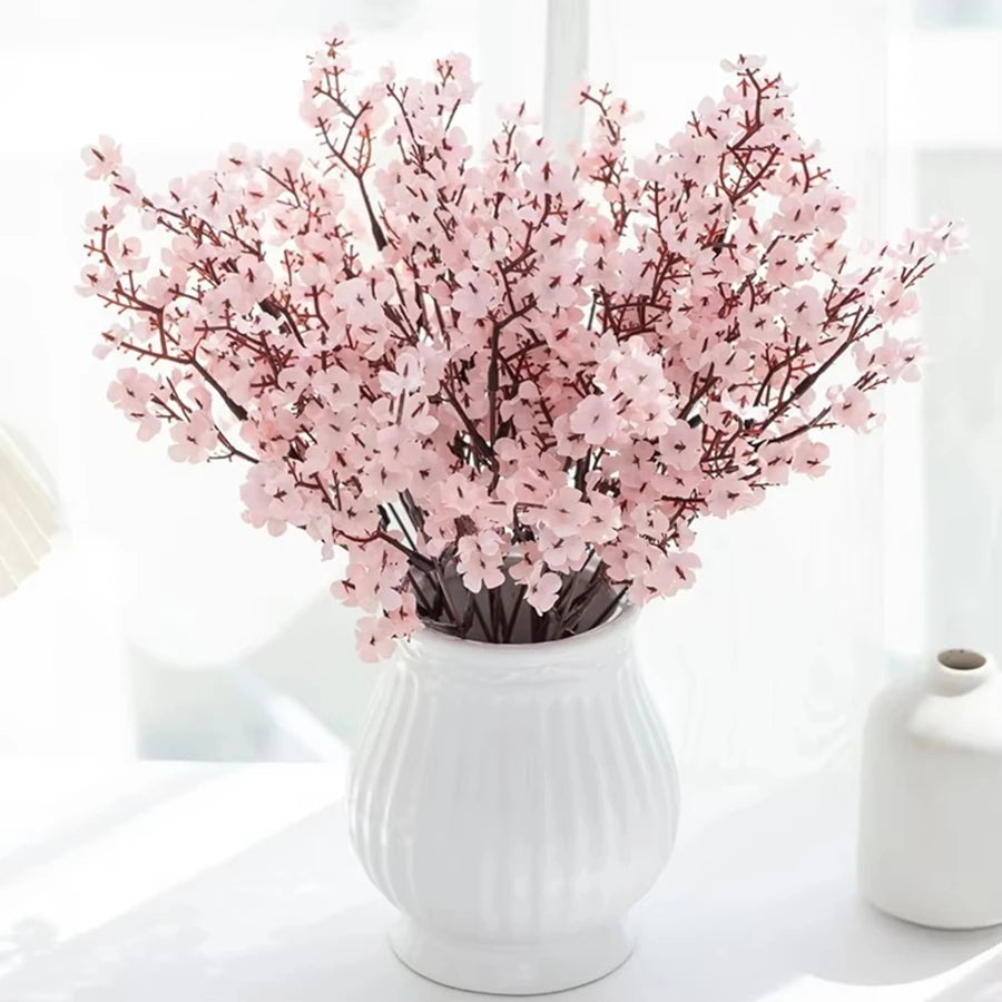 Artificial Flower Silk Gypsophila Peach Home Arch Table Outdoor Garden Wedding Bridal Bouquet Festival DIY Gift Decoration Props Home Decor, Plants & flowers