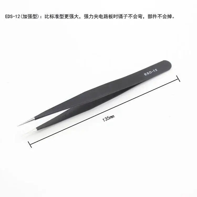 Stainless Steel Tweezers Anti Static Fine Pointed Elbow Precision Tweezers Soldering Tools Industrial Tweezers DIY Tool