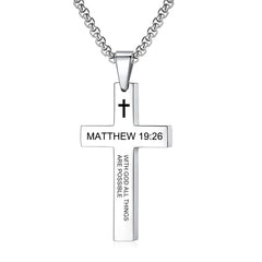 Christian Bible Verse Cross Pendant Necklace Stainless Steel Religious Scripture Prayer Jewelry Gifts