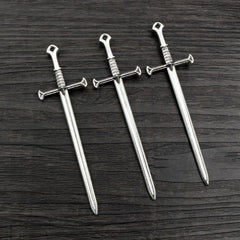 10pcs/lot Antique Silver Plated Sword Blade Charms Pedants DIY Jewelry Making Accessories for Necklace Craft Findings