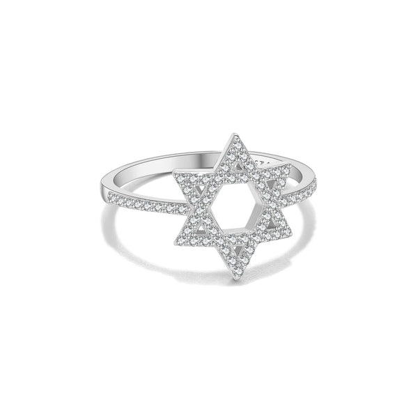 DPLAOPA 925 Sterling Silver Star of David Zircon CZ Engagement Ring 2025 New Luxury Classical Party Jewelry Gift for Women