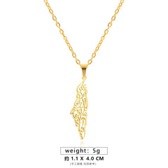 Al-Aqsa Islamic Mosque Pendant Necklace Geometric Map Chain Jewelry Gift Accessories for Women Men