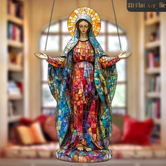 2D Sacred Acrylic Sun Catcher Virgin Mary Hanging Decoration Religious Christmas Ornament Light Collector for Living Room Church
