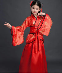 Ancient Chinese Dress Girls Children Kimono Traditional Ethnic Fan Students Chorus Dance Costume Japanese Yukata Kimono Style