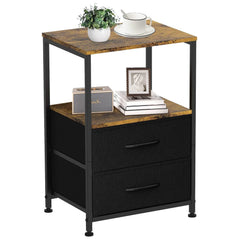 Bedside Table with 2 Fabric Drawers for Small Spaces Bedroom Furniture