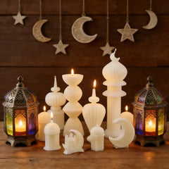 Ramadan Candles for Home Decoration Eid Mubarak Islamic Candle White Star Ramadan Decorative Candles