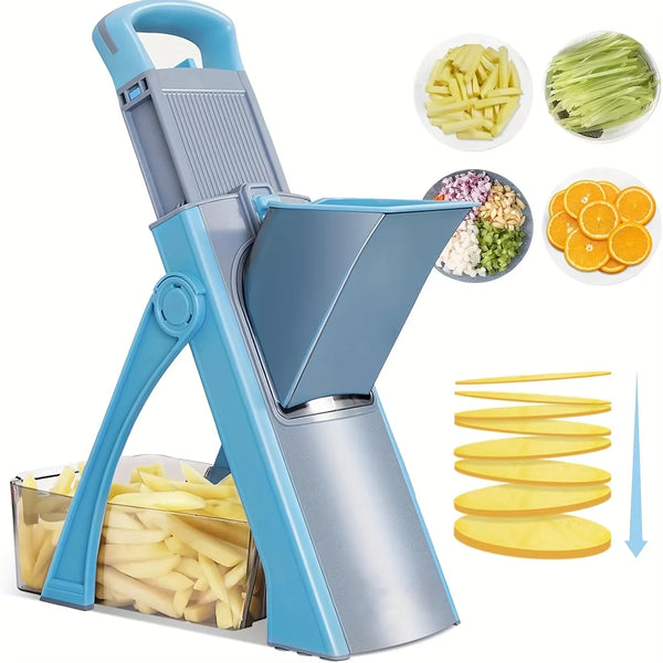 Safe Adjustable Vegetable Slicer - 4 Modes (Dicer, Julienne) Kitchen Chopping Tool (SkyBlue)