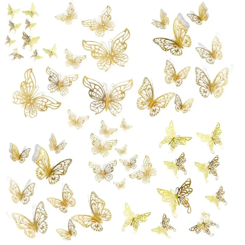 48 Pcs Butterfly for Gift Packing Decorative 3d Butterflies Decor Flower Art Arrangement Wall Paper Ornament DIY Wrapping