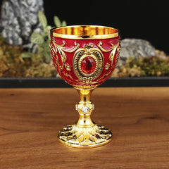 1Pc Timeless Embossed Metal Chalice Goblet Vintage Wine Champagne Liqueur Cup Perfect For Bars Restaurants Home Decor.