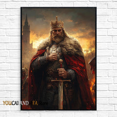 King Arthur and Excalibur Sword in The Stone Sikh Kirpan Sword Excalibur Hilt Poster Canvas Painting Wall Pictures Home Decor