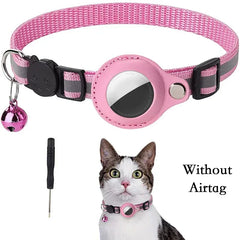 Anti-Lost Cat Collar for Airtag GPS Tracker Protective Case With Bell Reflective Cats Accessories Pet Products