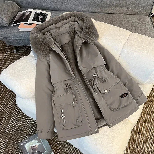 Korean Style Women’s Hooded Winter Parka – Thick Warm Coat