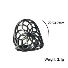 EUEAVAN Flower of Life Ring Stainless Steel Sacred Geometry Archangel Metatron Ring Adjustable Amulet Jewelry Gift Wholesale