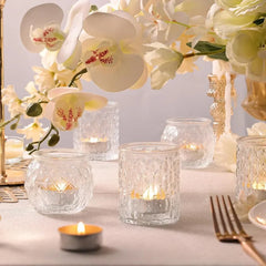 6/12Pcs Blue Votive Candle Holders Glass Candlestick for Party Decoration Tea Lights Candle Holders for Wedding Home Table Decor