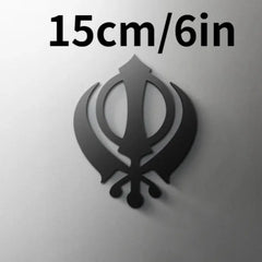 Khanda Icon Acrylic Sign Double Sword Design Wall Art Home Decor Self Adhesive Door