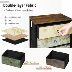 WOLTU Fabric Chest of Drawers with 5 Drawers Storage Organizer Sideboard Vintage Narrow Drawer Cabinet for  Kitchen Hallway Home Bedroom Furniture