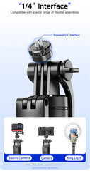 MEUYAG Selfie Stick Tripod with 1708mm Long Monopod Fill Light, Bluetooth Remote, 360° Rotation, 1/4 Interface, for mobile phone