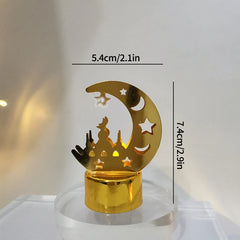 Creative Eid Mubarak Candle Lamp Islamic Ramadan Crescent Moon and Star Night Light Muslim Party Decor Eid Party Supplies