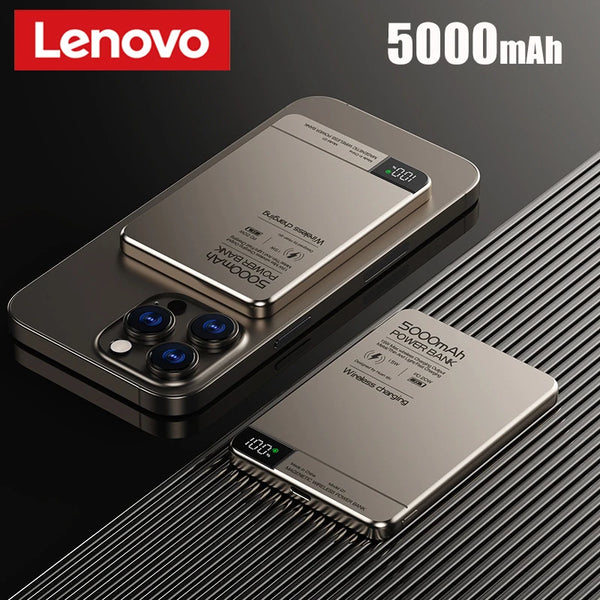 Lenovo 10000mah Ultra-thin Power Bank Magnetic Wireless Digital Display Fast Charging External Battery For Magsafe For Iphone