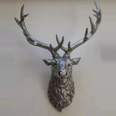 Rustic Metal Stag Deer Head Wall Hanging Mounted Animal Sculpture Decoration for Living Room Office Bar Retro Iron Art Gift