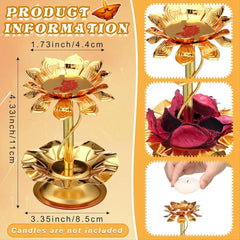 ETRT 2 Pcs Diwali Lotus Candle Holder Metal Diya for Diwali Pooja Lotus Ghee Lamp Candle Holder Indian Diyas Decorations