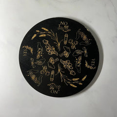 Muy Bien 1PC Wooden Pendulum Board for Divination Meditation Metaphysical Altar Coaster Crystal Base Mat Signs for Home Decor