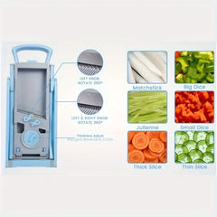 Safe Adjustable Vegetable Slicer - 4 Modes (Dicer, Julienne) Kitchen Chopping Tool (SkyBlue)