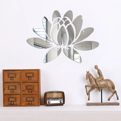 Lotus 3D Mirror Wall Art Sticker Home Living Room Bedroom Office Hallway Wall Decor Acrylic Mirror Reflective Wall Sticker